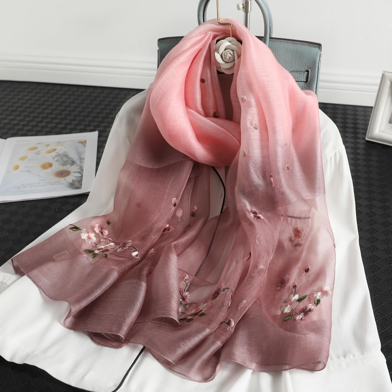 Aurira Embroidered Silk Shawl