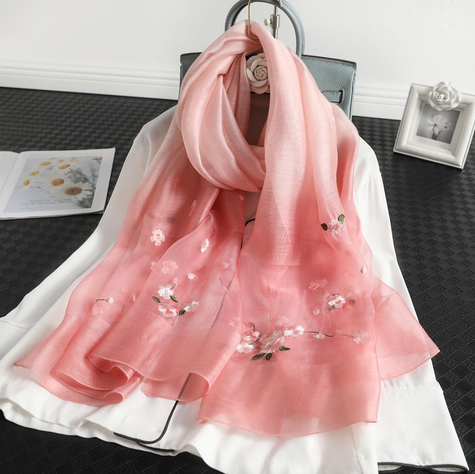 Aurira Embroidered Silk Shawl