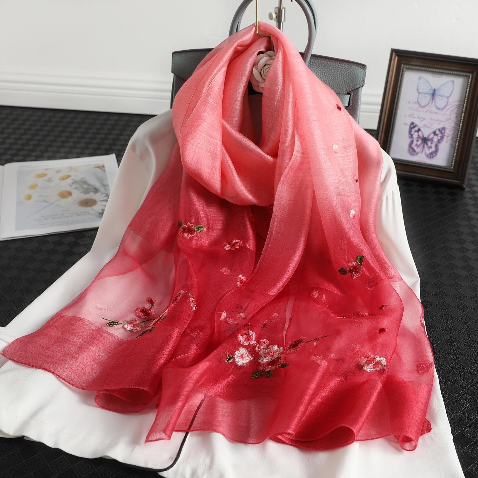 Aurira Embroidered Silk Shawl