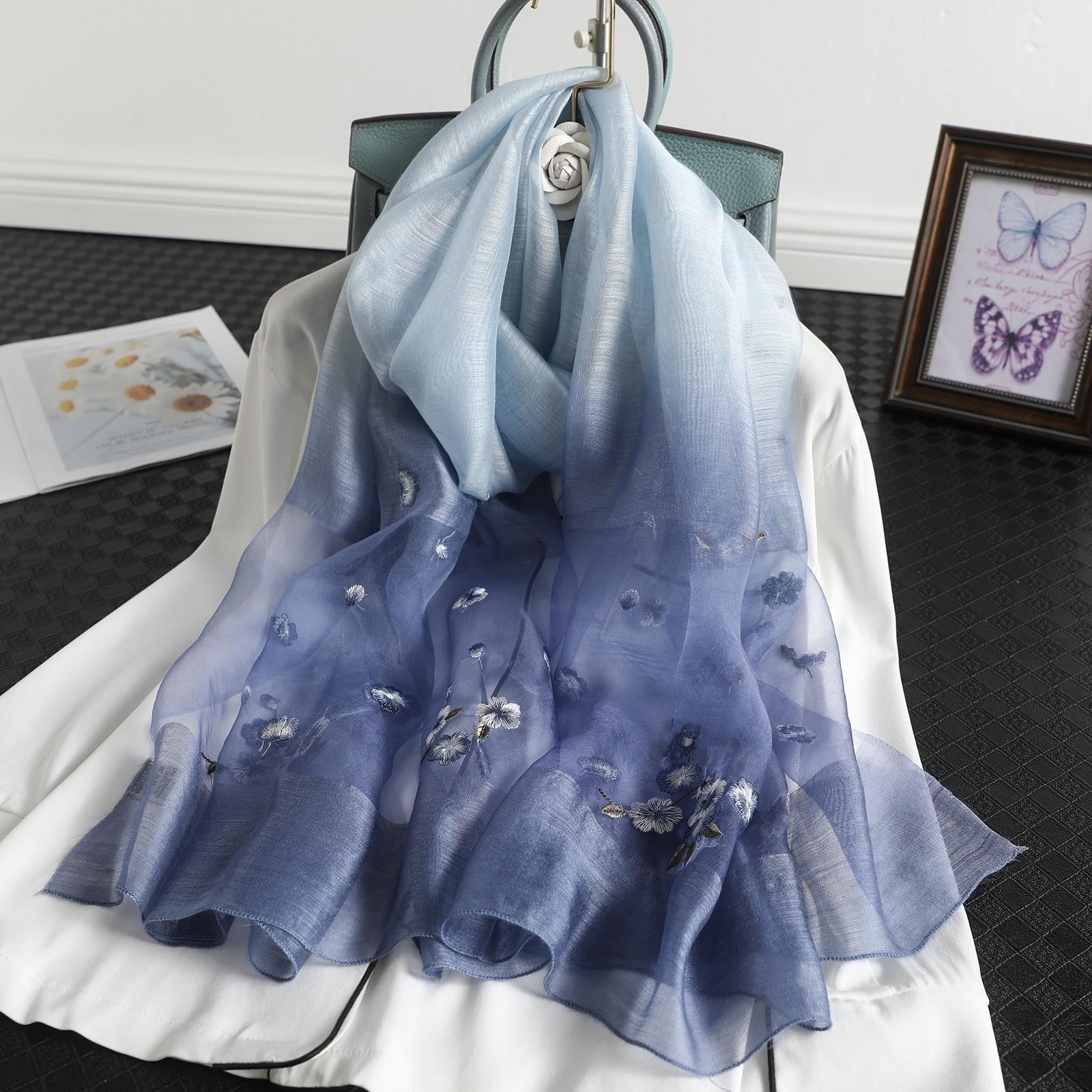 Aurira Embroidered Silk Shawl