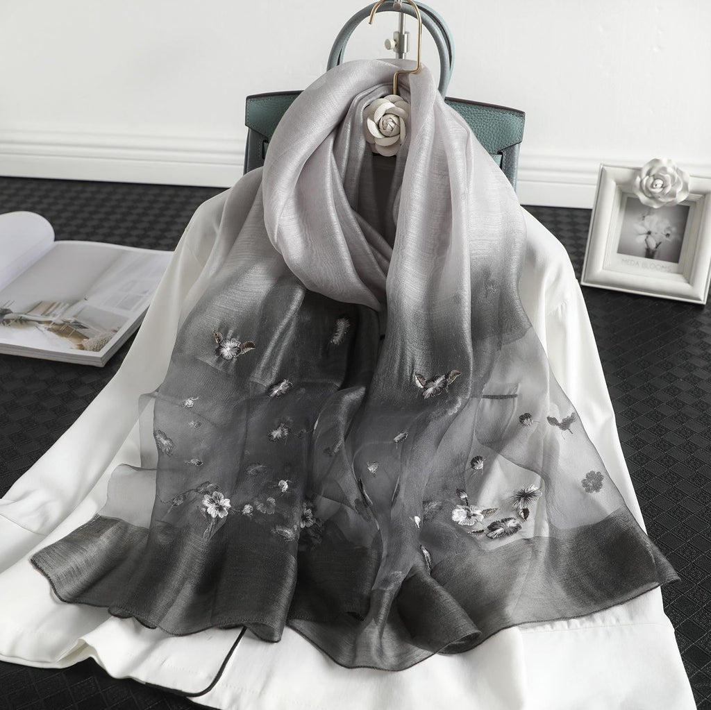 Aurira Embroidered Silk Shawl