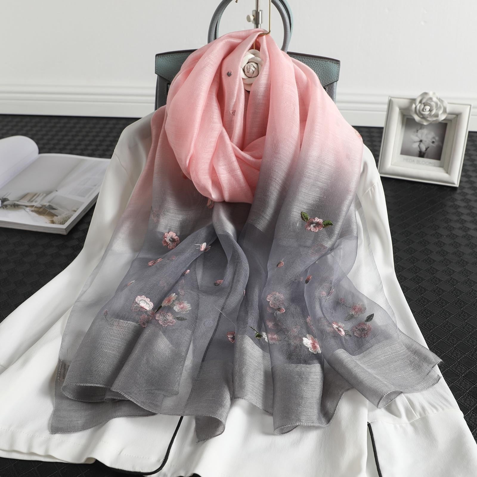 Aurira Embroidered Silk Shawl
