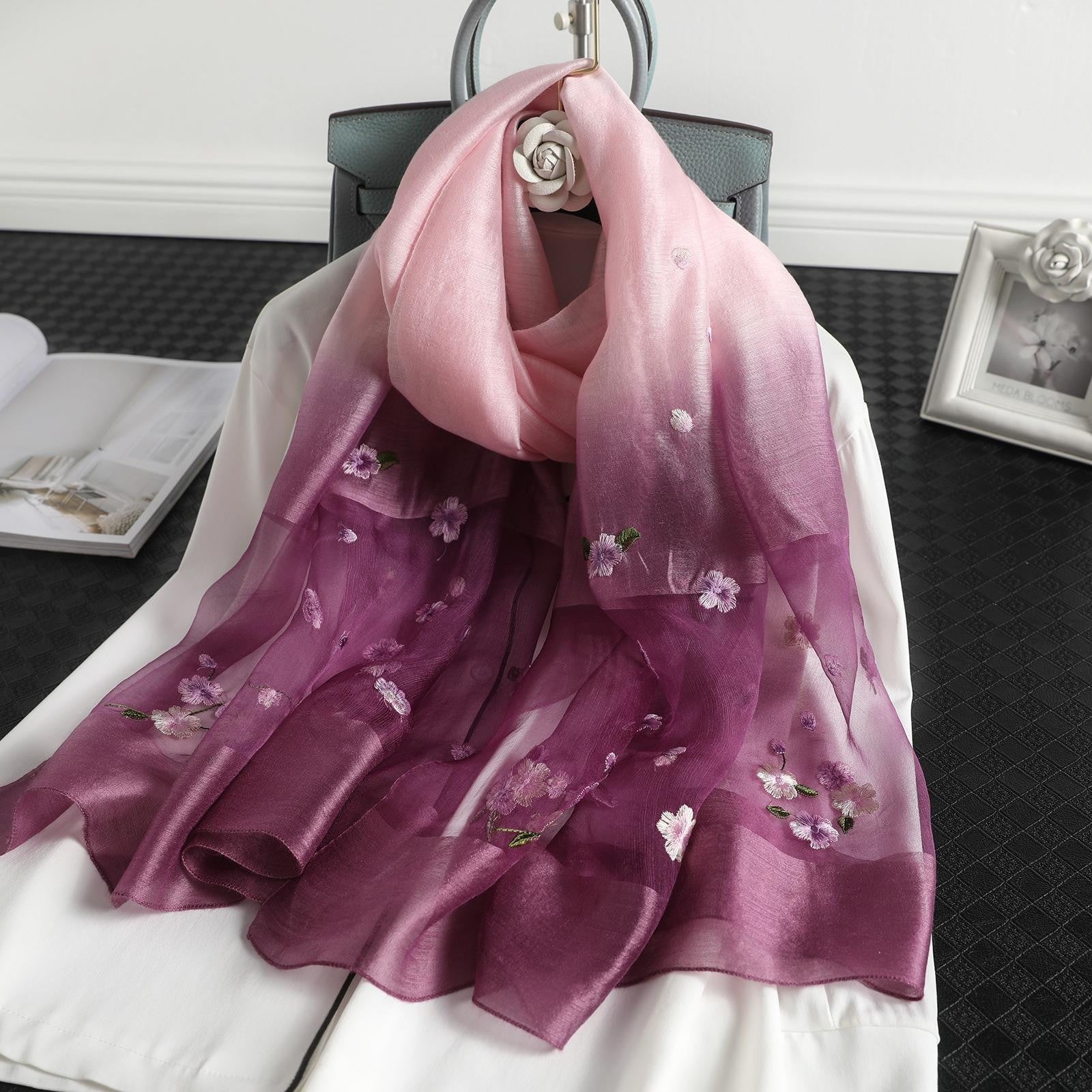 Aurira Embroidered Silk Shawl