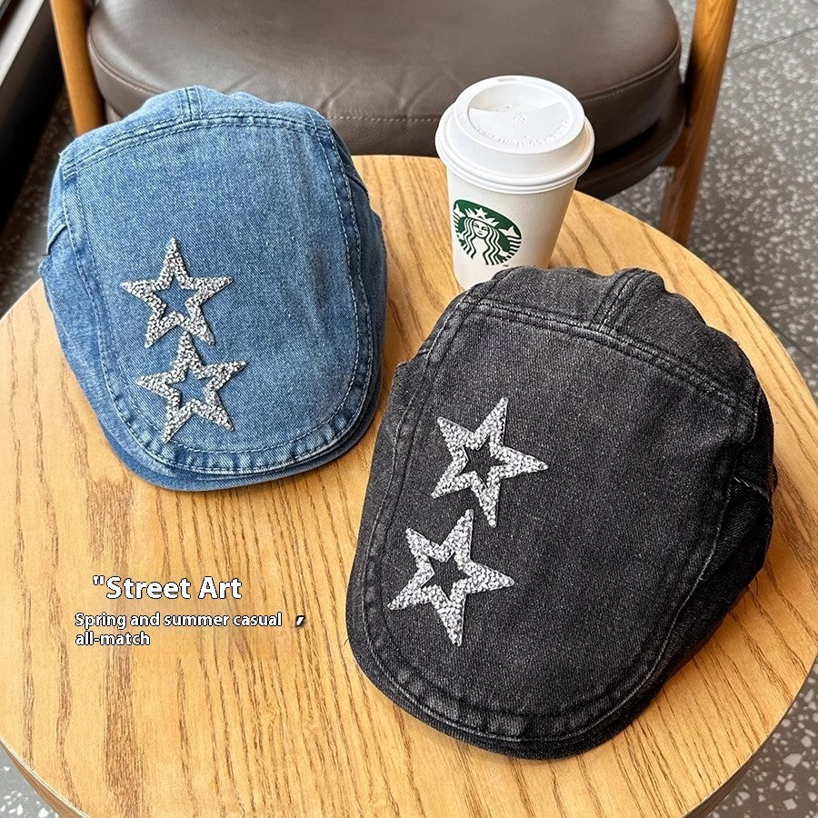 Avelyn Retro Washed Denim Cap