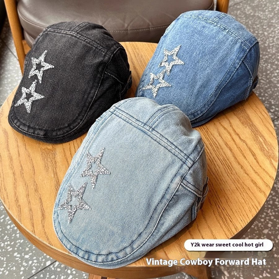 Avelyn Retro Washed Denim Cap