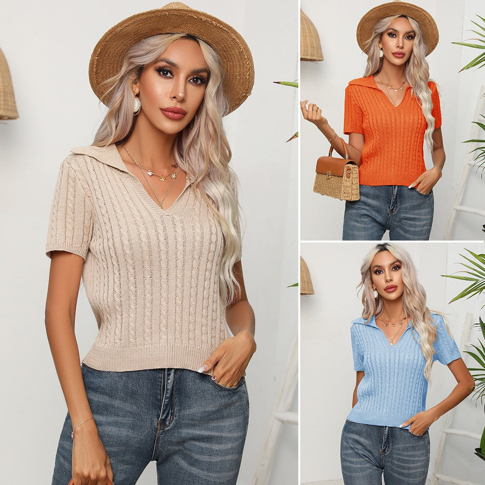 Celira Twist Knit Lapel Sweater