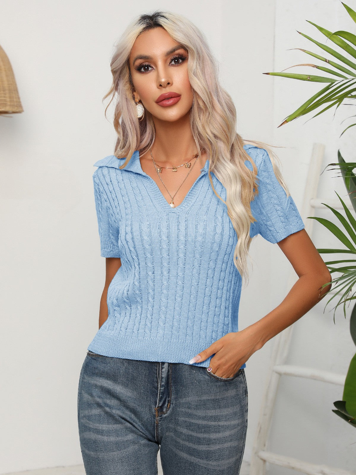 Celira Twist Knit Lapel Sweater