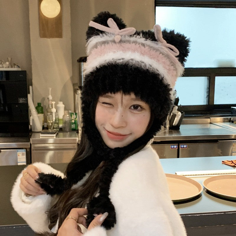 Evira Plush Bow Earmuff Hat