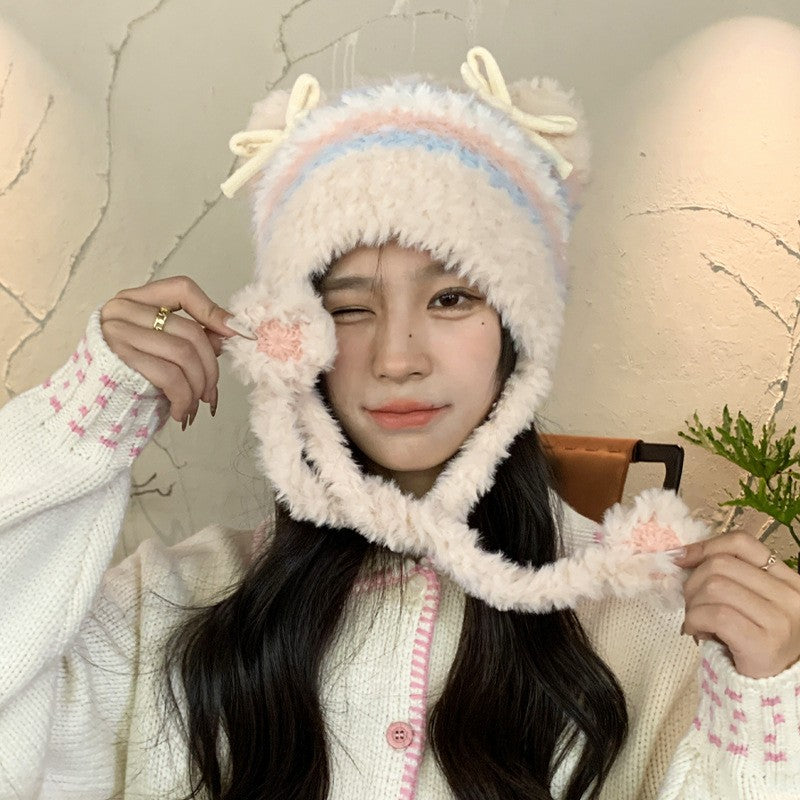 Evira Plush Bow Earmuff Hat