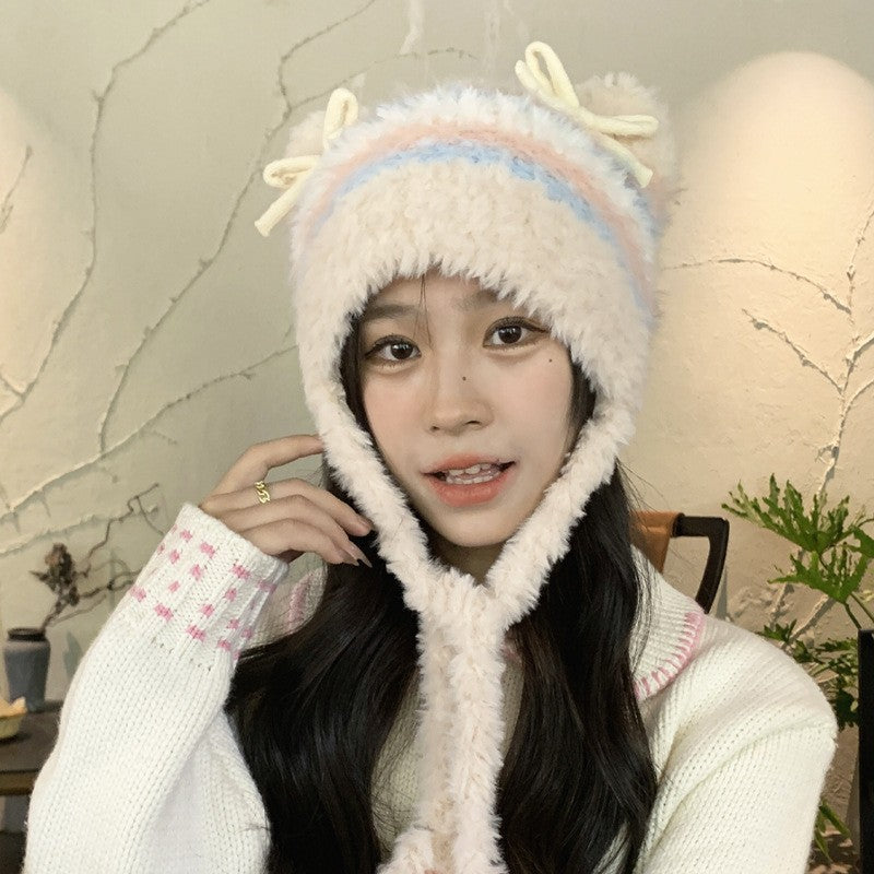 Evira Plush Bow Earmuff Hat