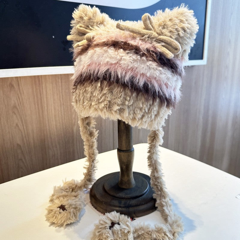 Evira Plush Bow Earmuff Hat