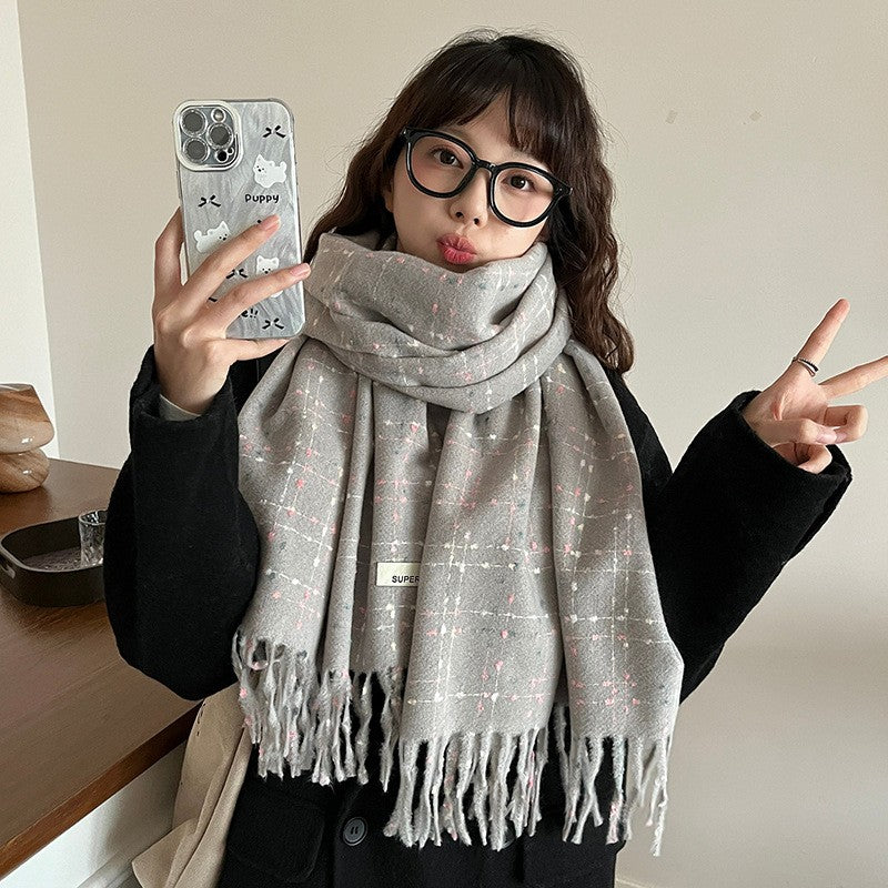 Kaelis Plaid Cashmere-Feel Scarf