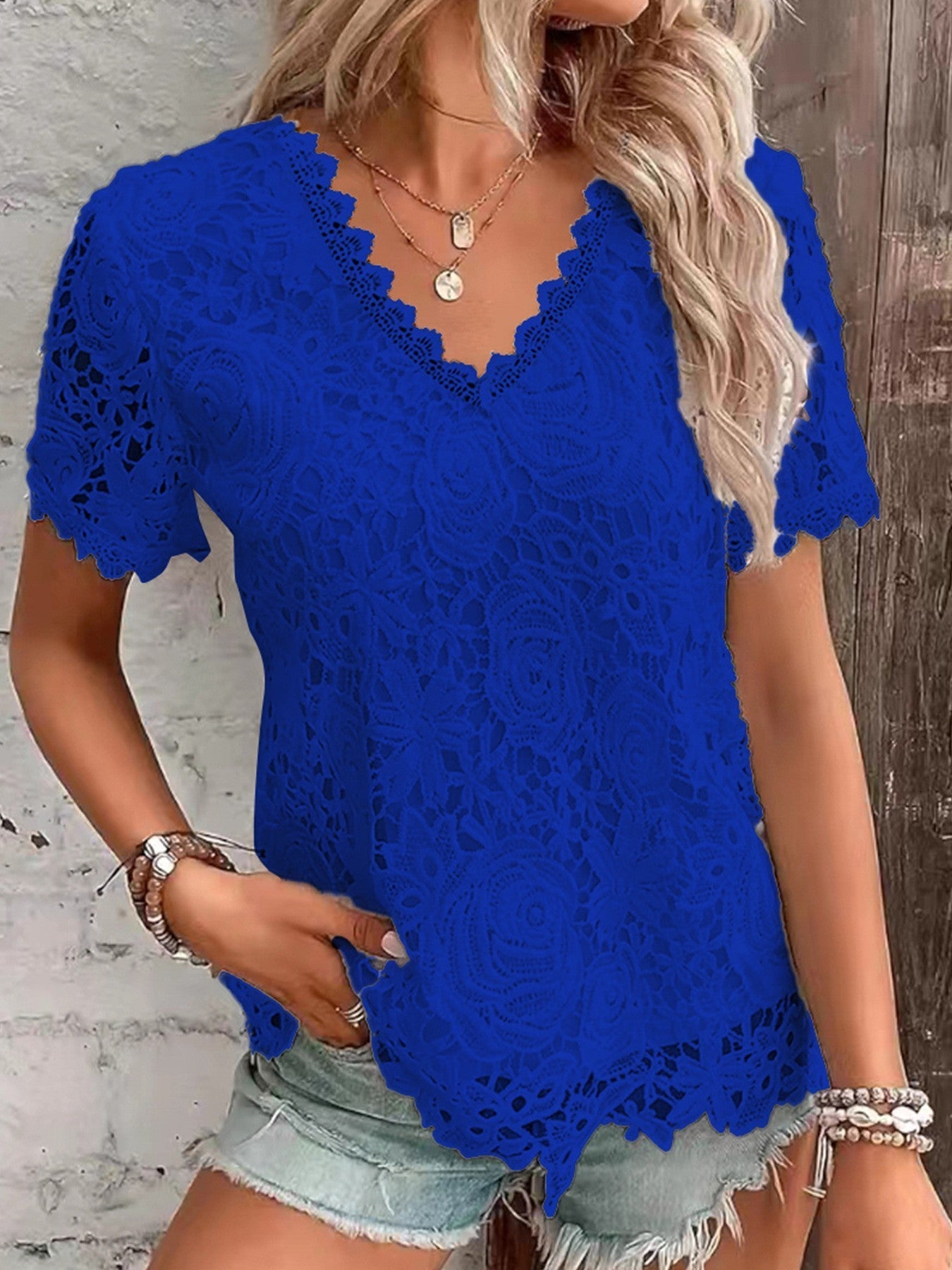 Liora Lace Trim Cotton T-shirt