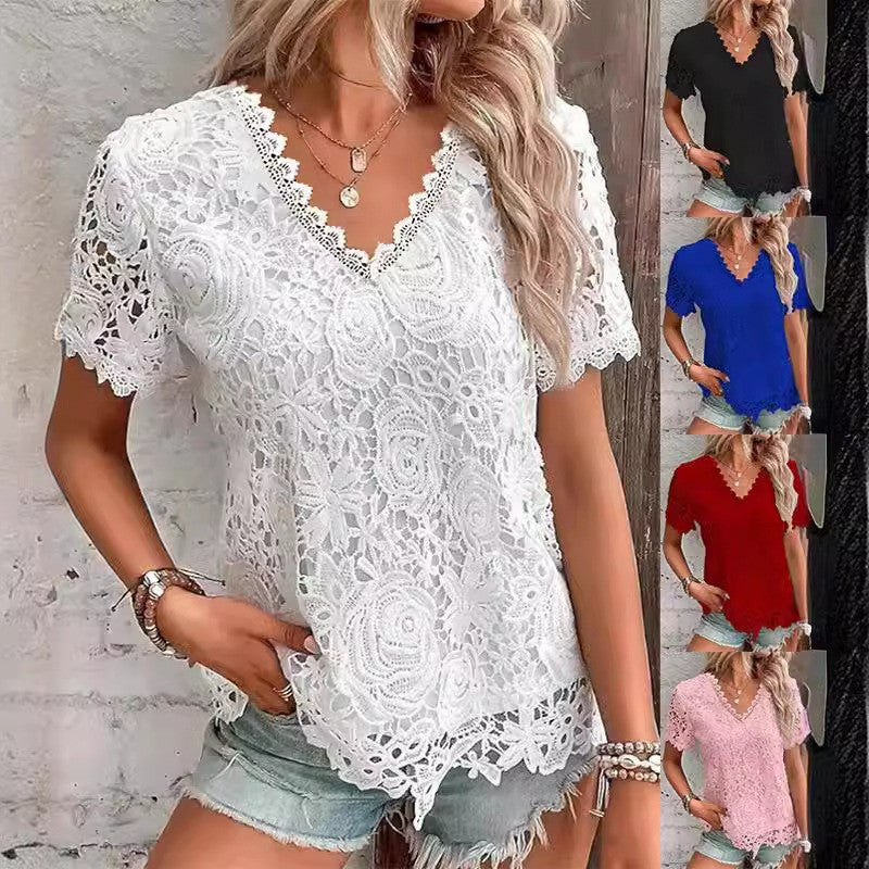 Liora Lace Trim Cotton T-shirt