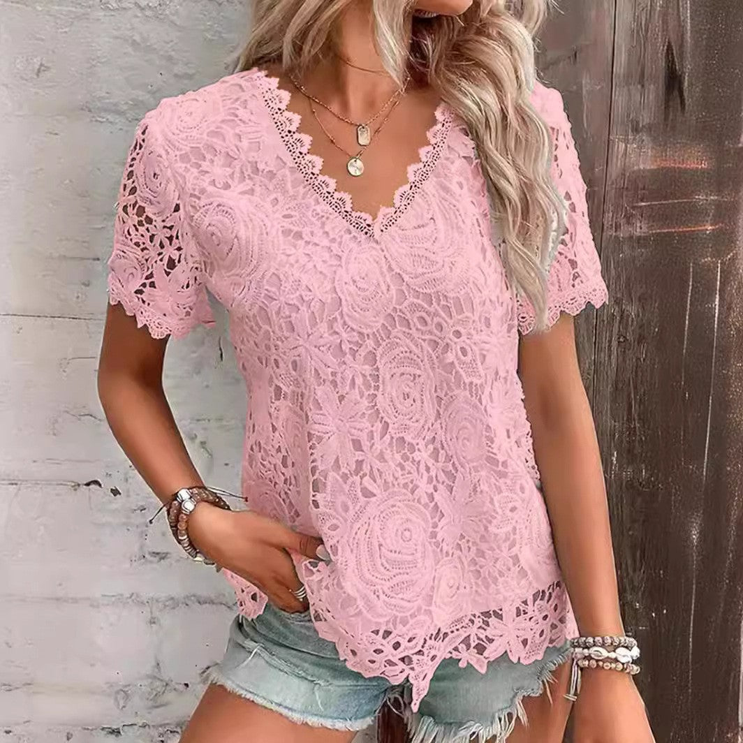 Liora Lace Trim Cotton T-shirt