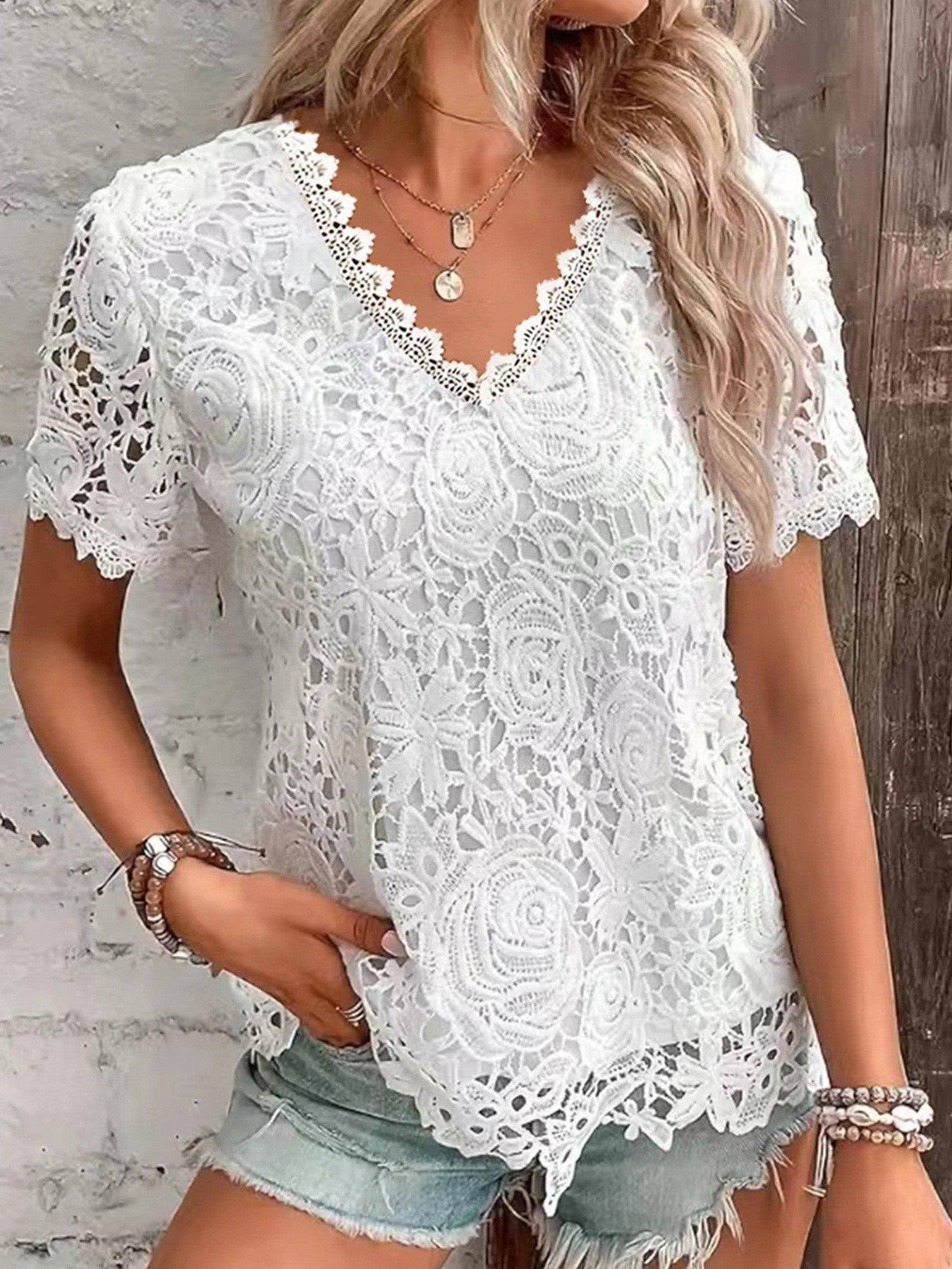 Liora Lace Trim Cotton T-shirt