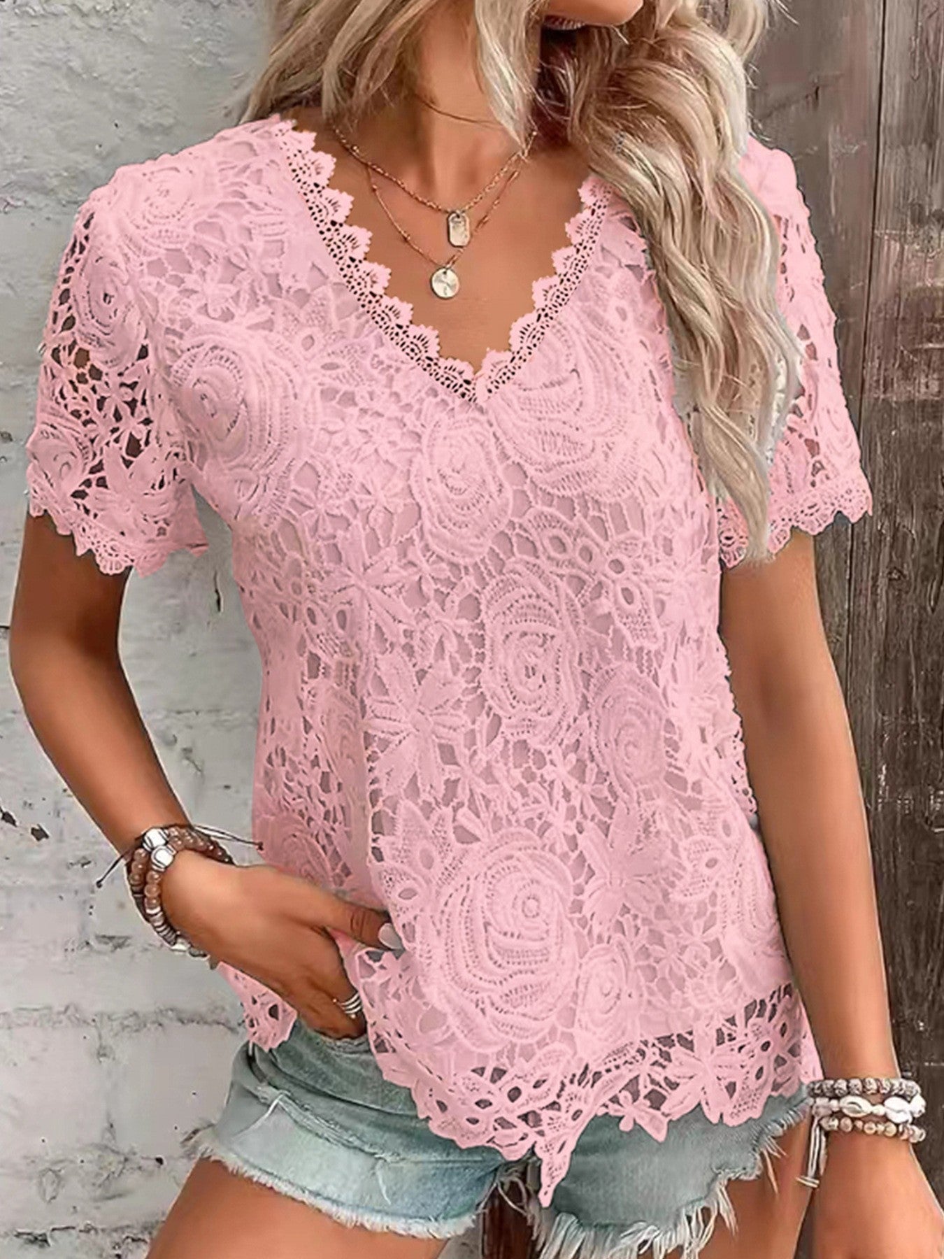 Liora Lace Trim Cotton T-shirt