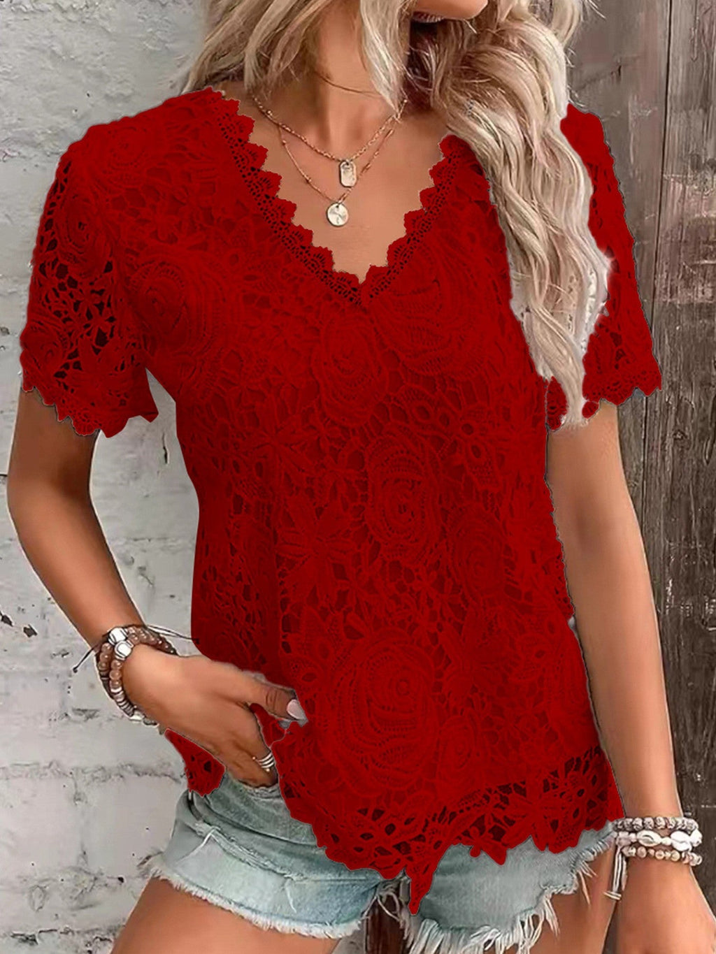 Liora Lace Trim Cotton T-shirt