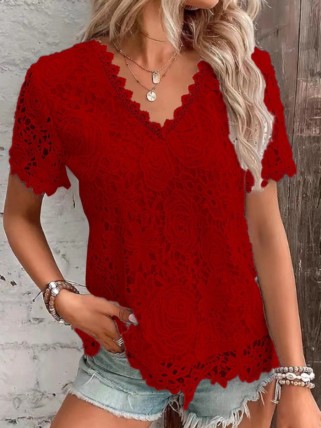 Liora Lace Trim Cotton T-shirt
