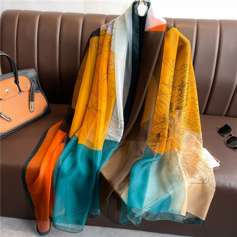 Seraphina Patterned Silk-effect Scarf