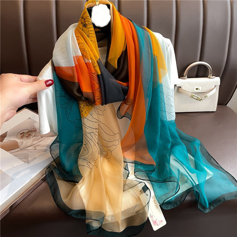 Seraphina Patterned Silk-effect Scarf