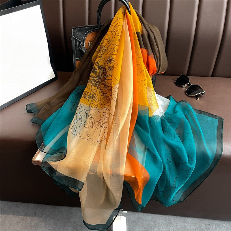 Seraphina Patterned Silk-effect Scarf