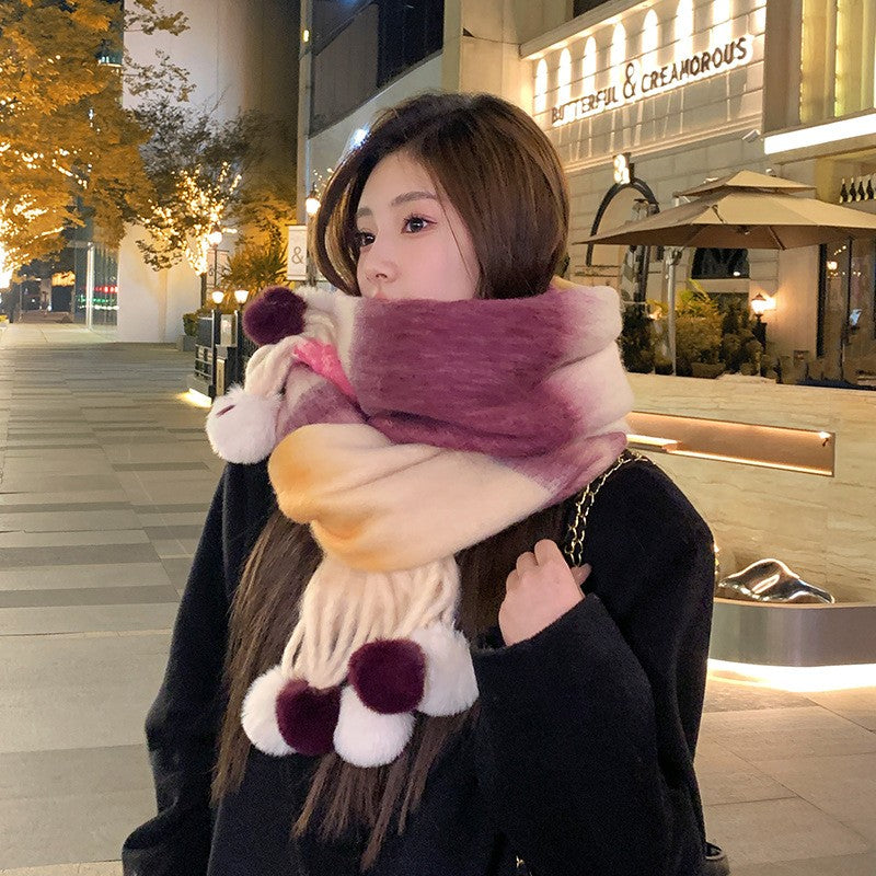 Solenne Rainbow Knit Tassel Scarf