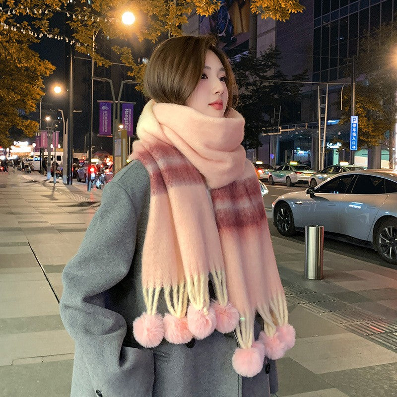 Solenne Rainbow Knit Tassel Scarf