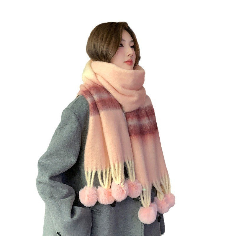 Solenne Rainbow Knit Tassel Scarf