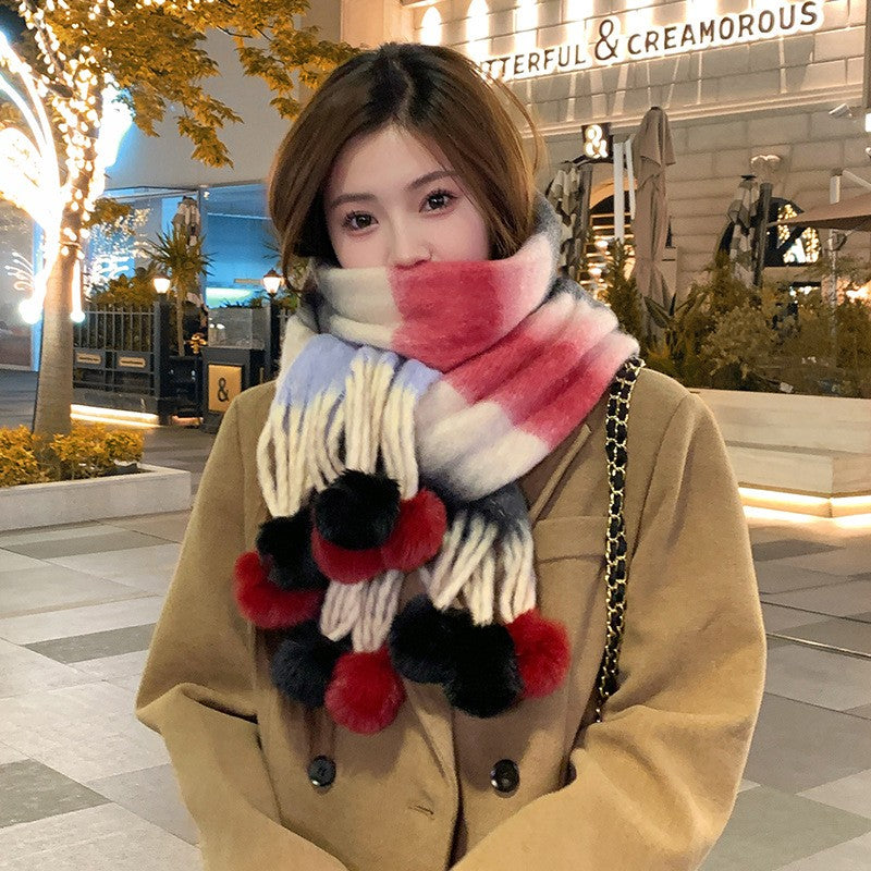 Solenne Rainbow Knit Tassel Scarf