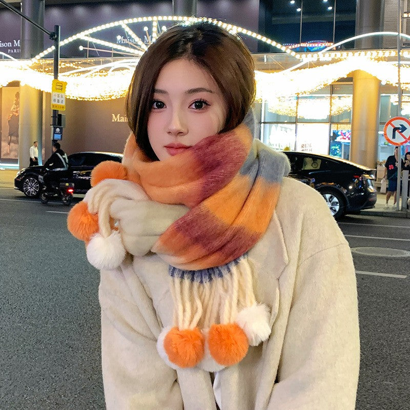 Solenne Rainbow Knit Tassel Scarf